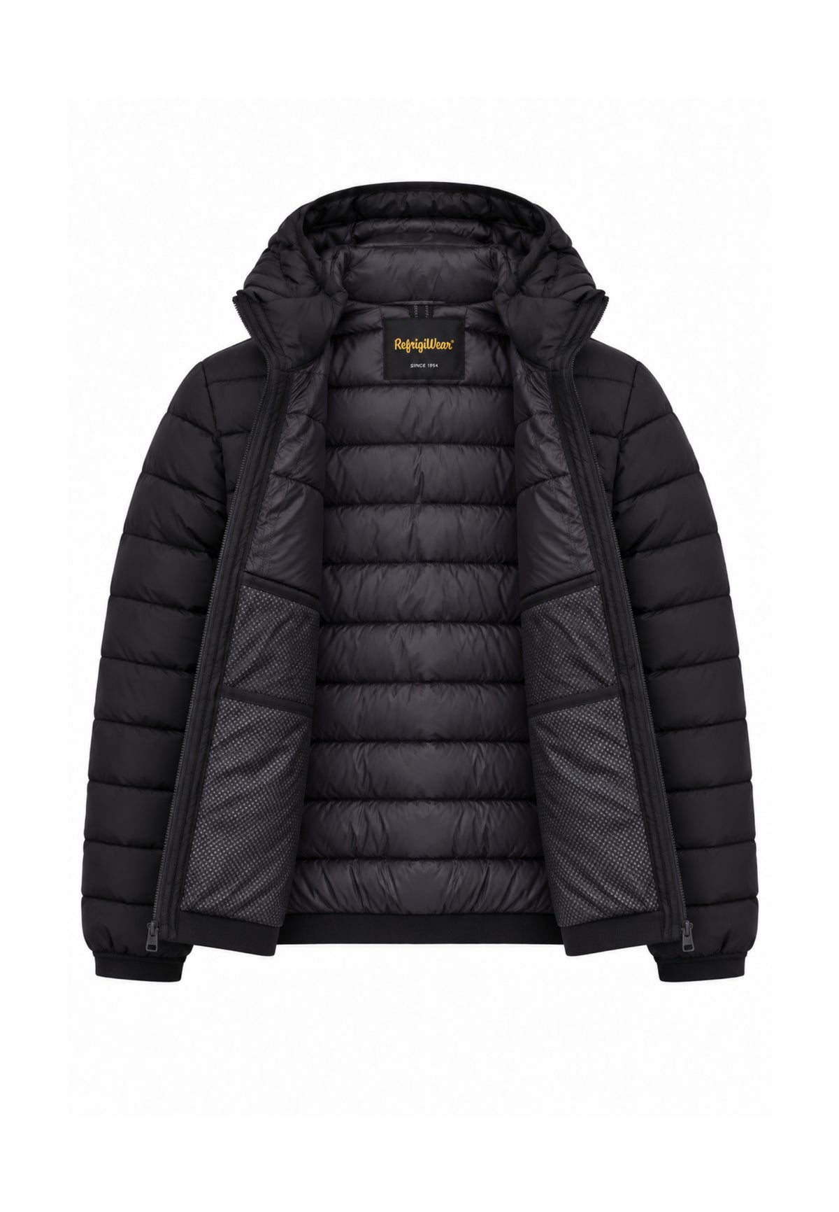 REFRIGIWEAR GIUBBOTTO NERO TRAPUNTATO CON CAPPUCCIO Uomo JOSH JACKET.NE_