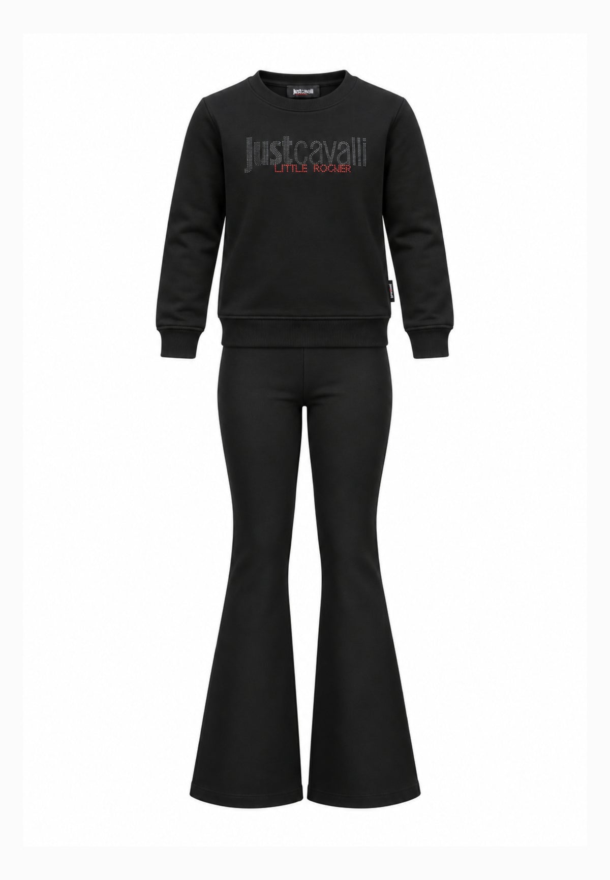 JUST CAVALLI completo nero con felpa logata e leggings a zampa Bambine e ragazze jba26158fe.ne_