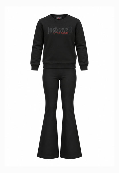 JUST CAVALLI completo nero con felpa logata e leggings a zampa Bambine e ragazze jba26158fe.ne_