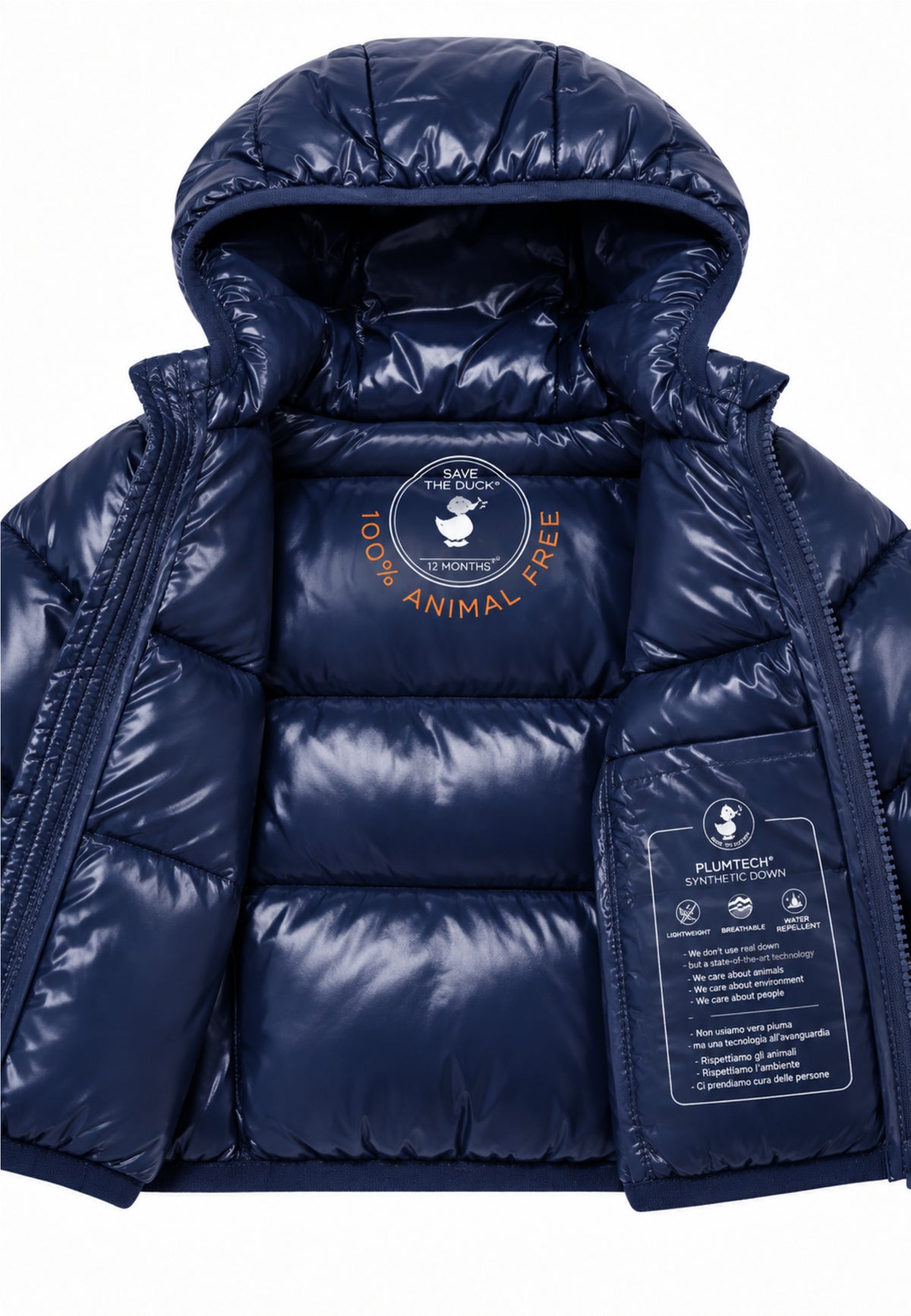 Save the Duck GIUBBOTTO BLU LUCIDO CON CAPPUCCIO Bambini e ragazzi 07-I3323IX.BLU_