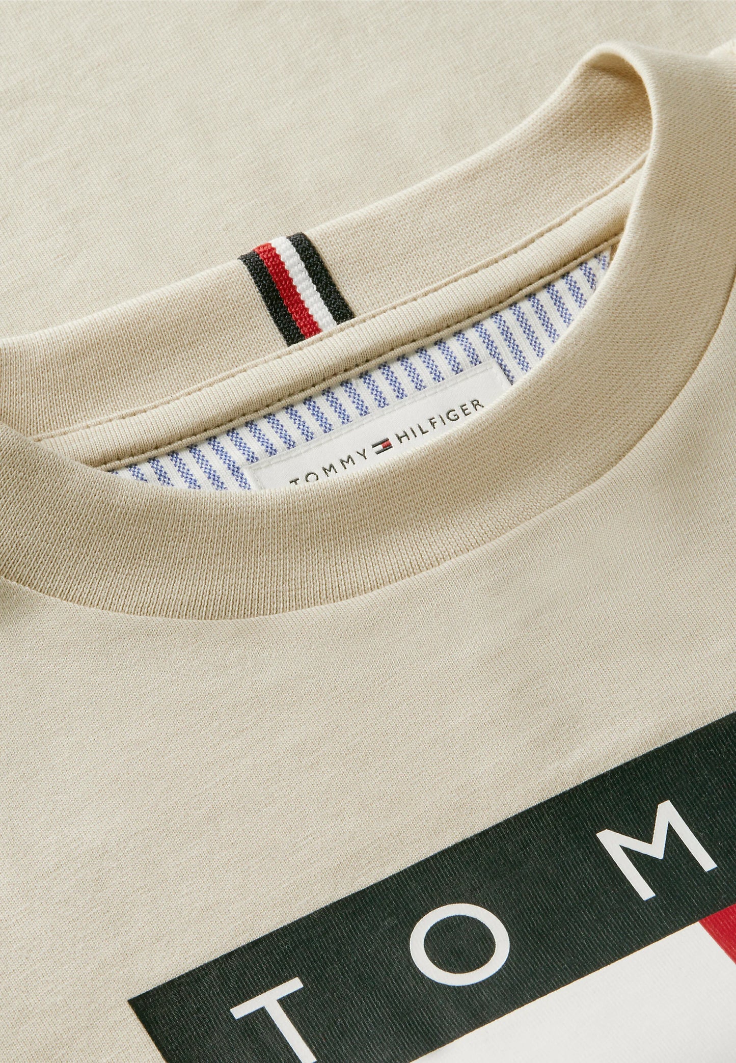 TOMMY HILFIGER TSHIRT BEIGE LOGO BANDIERA MANICHE CORTE Bambini e ragazzi KB0KB10340ACI_