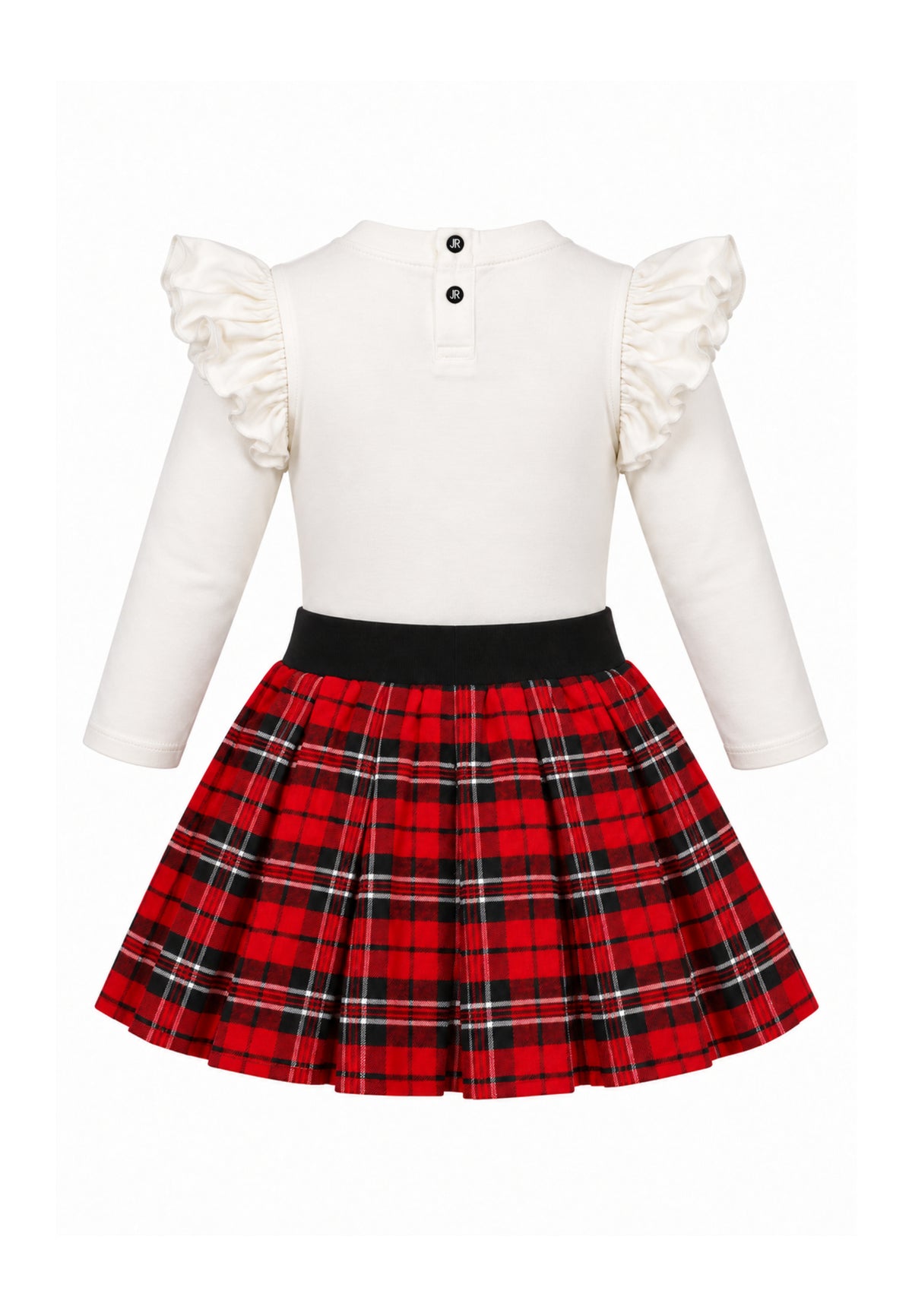 John Richmond COMPLETO CON BODY E GONNA ROSSA A PIEGHE IN TARTAN Bambine e ragazze RIA26139BD+RIA26079GO.PANNA_