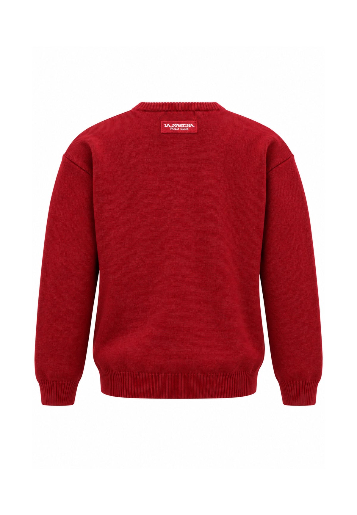 LA MARTINA maglia bordeaux in lana rasata logo ricamo a girocoillo Bambini e ragazzi mab0146.bordeaux_