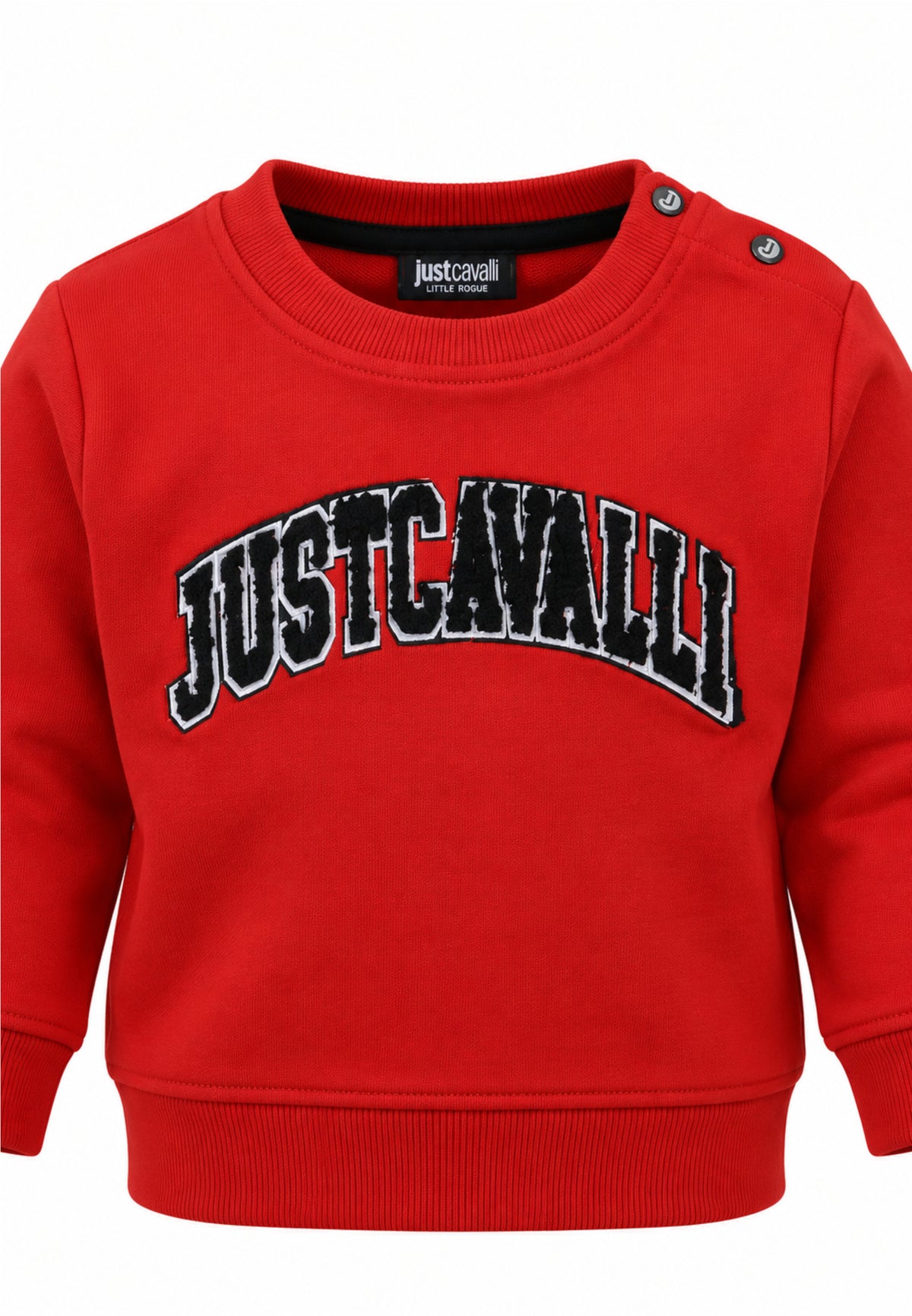 JUST CAVALLI FELPA ROSSA A GIROCOLLO CON LOGO CENTRALE NERO Bambini e ragazzi JIA26051FE.RO_