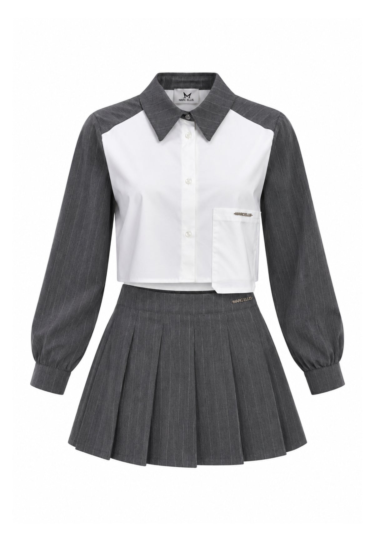 MARC ELLIS COMPLETO GRIGIO CON CAMICIA E GONNA Bambine e ragazze jmjsh03863.grig_