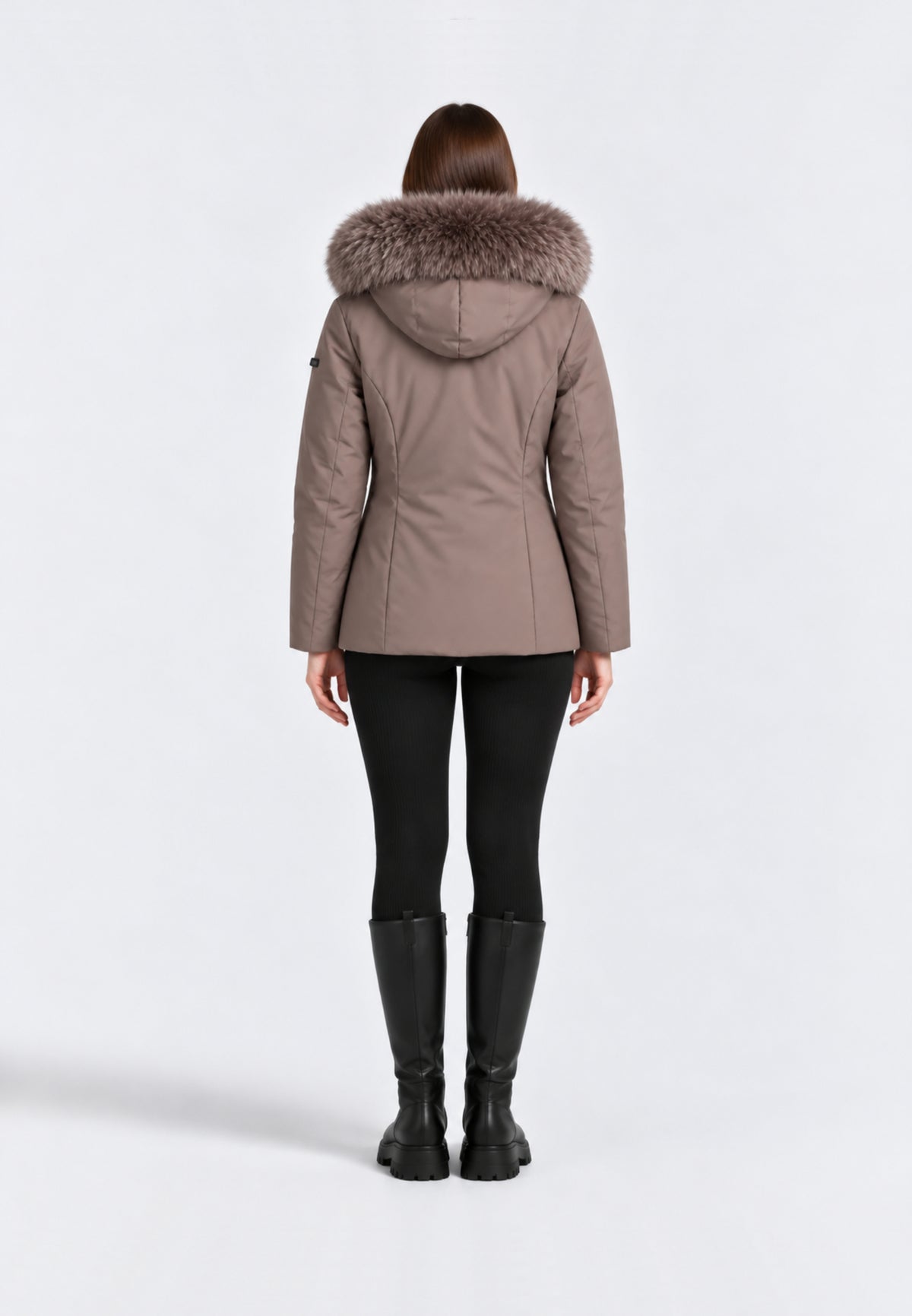 REFRIGIWEAR GIUBBOTTO MARRONE CORTO CON PELLICCIA E CAPPUCCIO Donna SHORT LADY TECH FUR JACKET.MARRO_
