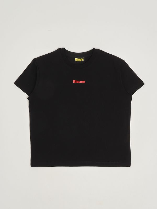 Blauer T-shirt bambino in cotone stretch