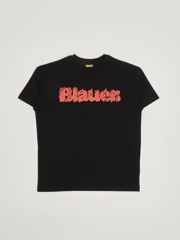Blauer T-shirt bambino in cotone stretch