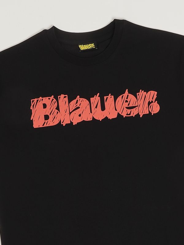Blauer T-shirt bambino in cotone stretch