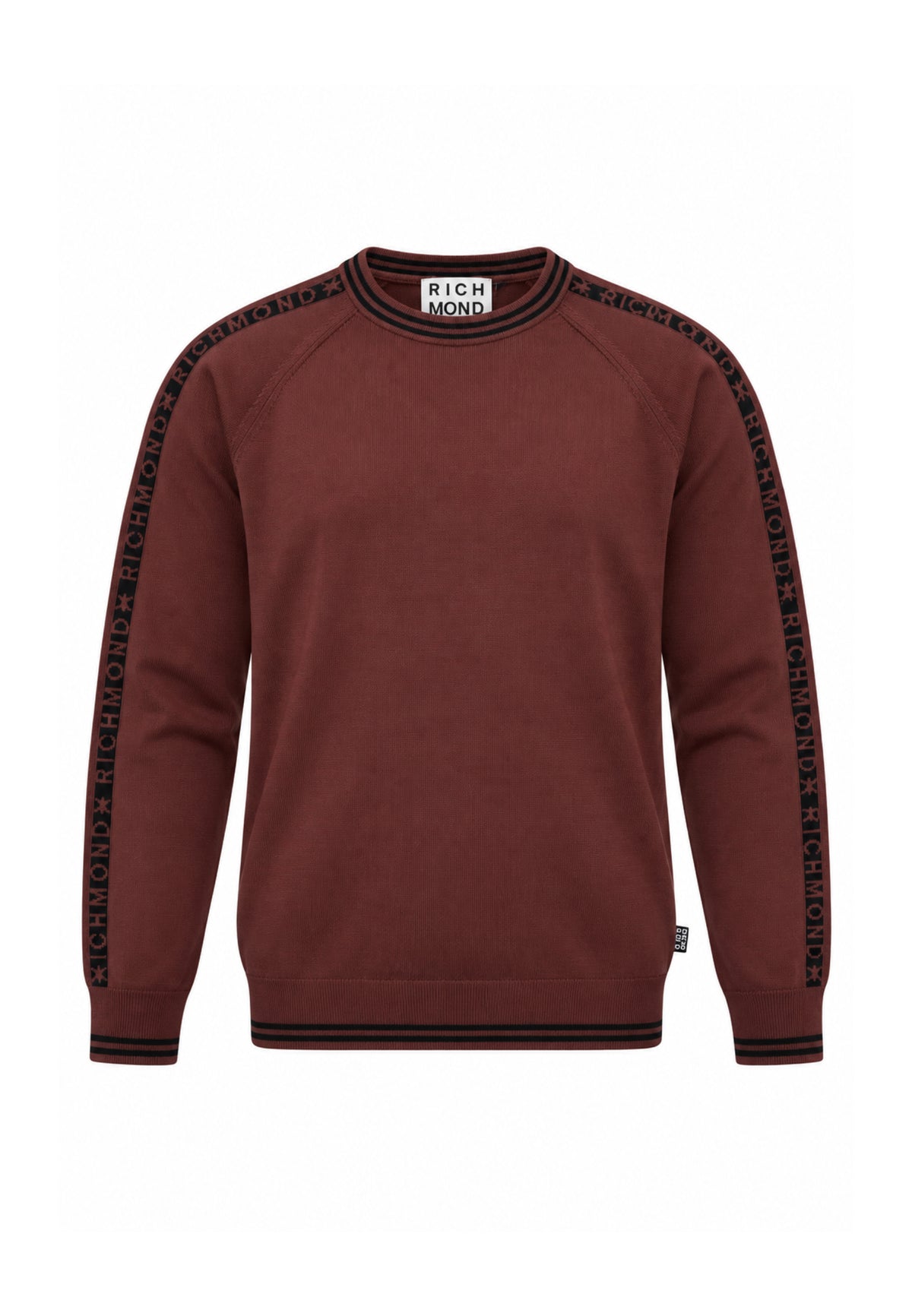 John Richmond MAGLIONE MARRONE CON BANDE LOGATE A CONTRASTO Uomo UMA26041MA.MARRO_