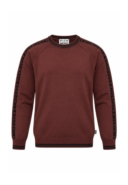 John Richmond MAGLIONE MARRONE CON BANDE LOGATE A CONTRASTO Uomo UMA26041MA.MARRO_