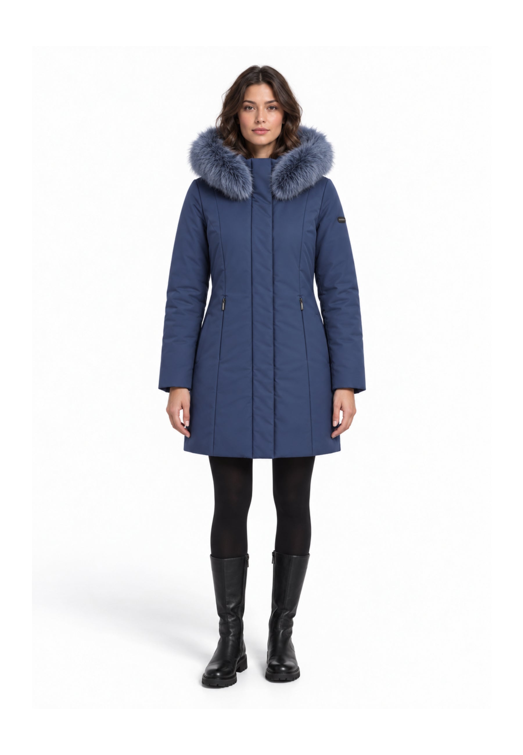 REFRIGIWEAR GIUBBOTTO BLU CON CAPPUCCIO E PELLICCIA Donna LADY TECH FUR JACKET.BLU_