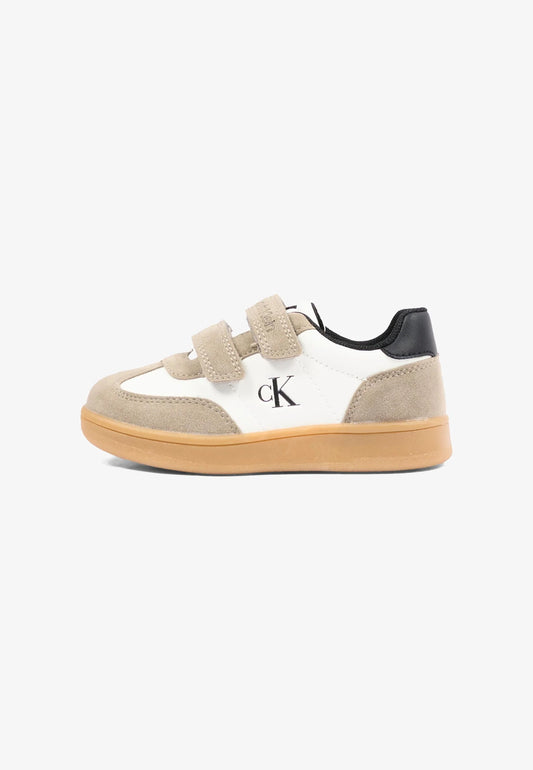 CALVIN KLEIN sneaker beige con strappi e dettaglio nero e logo laterale Bambini e ragazzi 224-V1X9-83443-0318Y746.BEIGE_