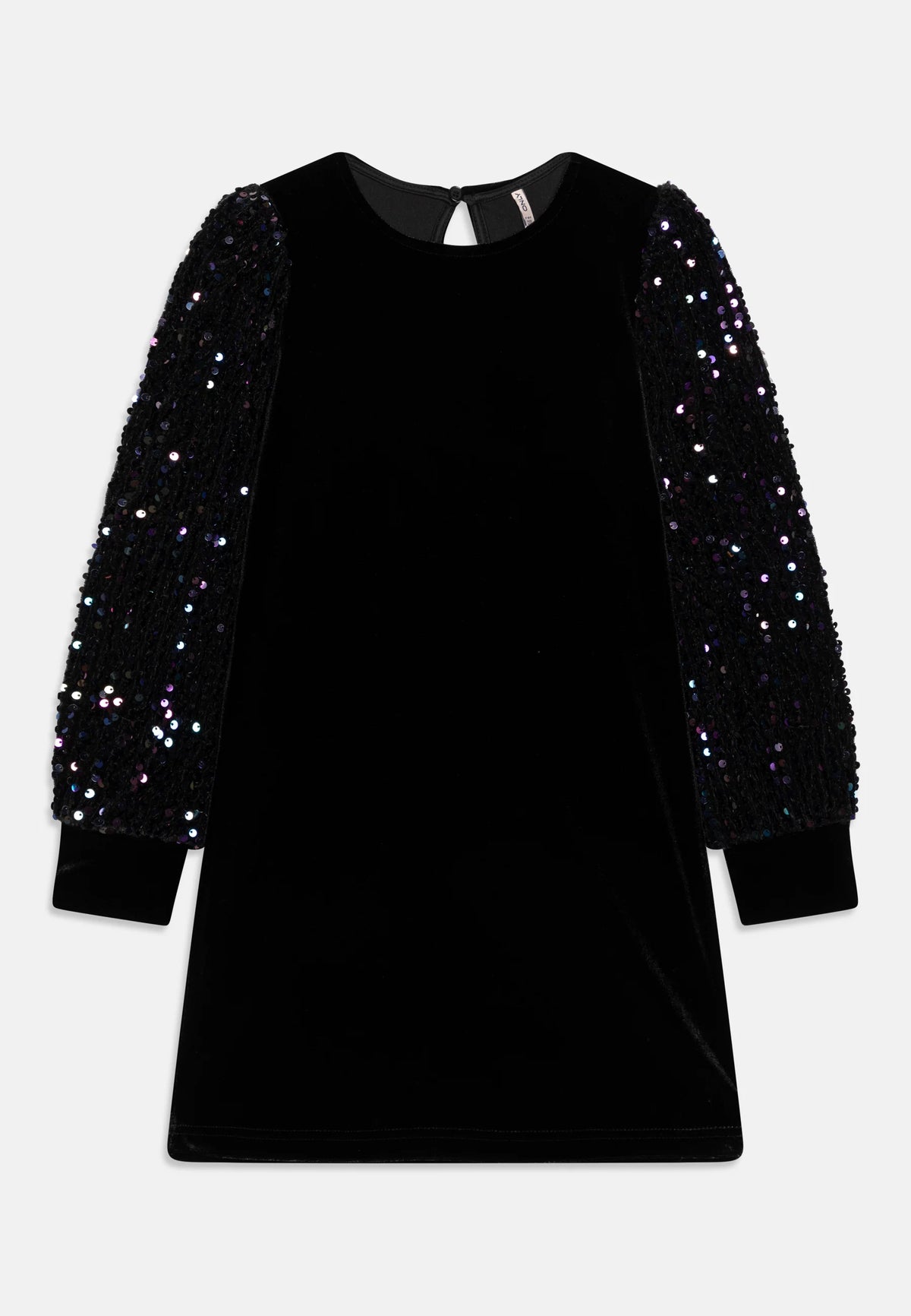 ONLY KIDS VESTITO NERO IN VELLUTO CON MANICHE PAILLETTES Bambine e ragazze 15318180.NE_