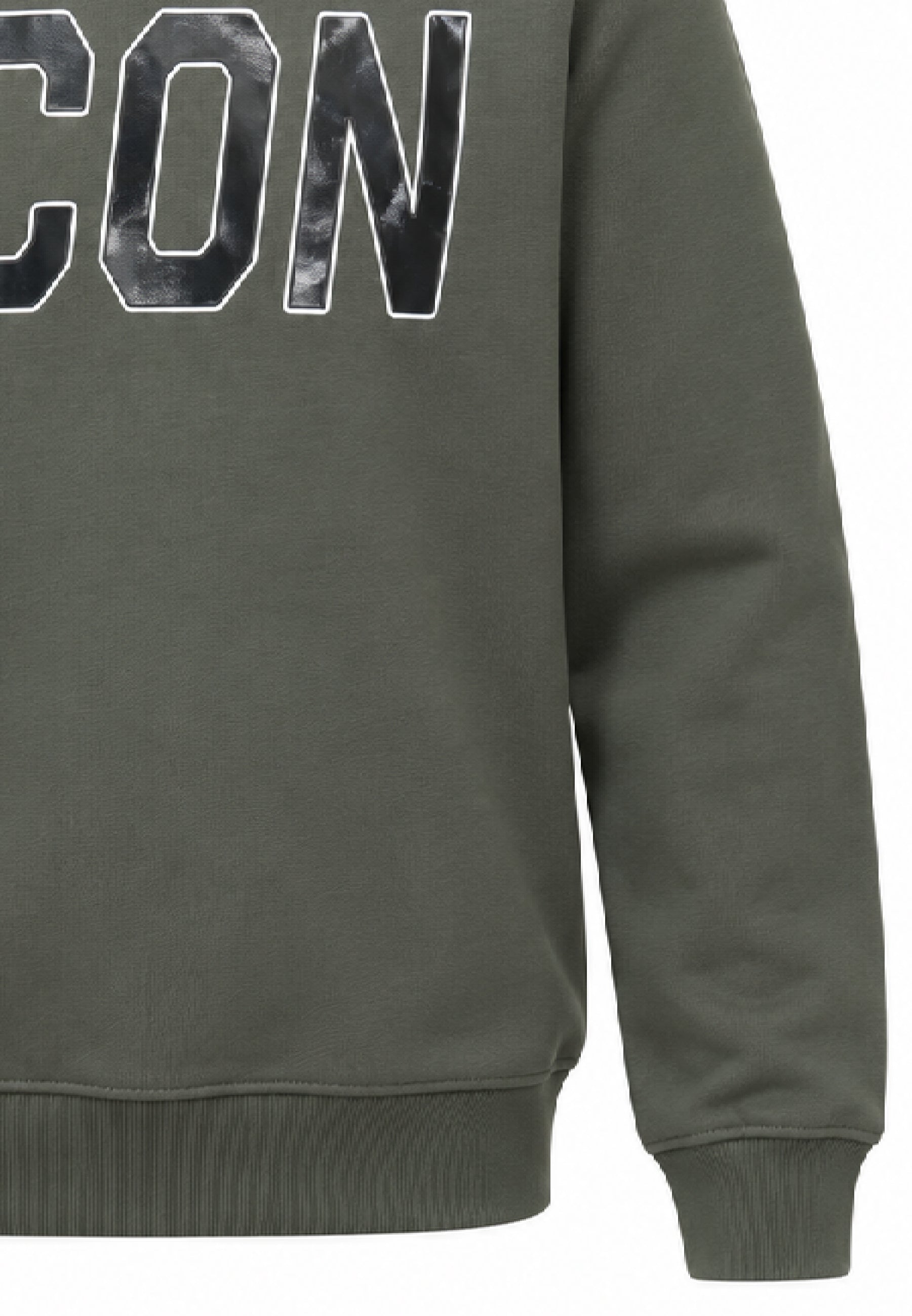 ICON FELPA verde girocollo con maxi logo in ecopelle Bambini e ragazzi ibsw001356.ver_