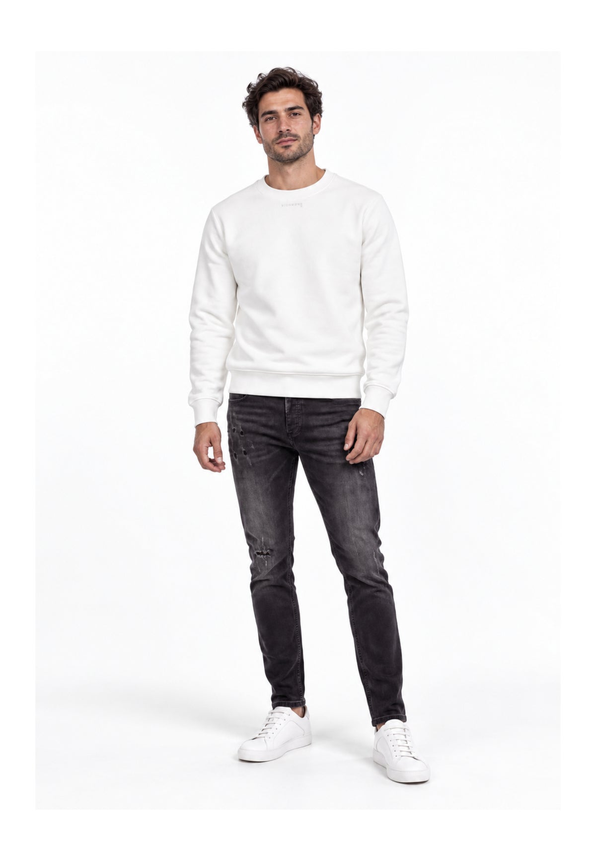 John Richmond FELPA PANNA A GIROCOLLO CON MINI LOGO Uomo UMA26030FE.PANNA_