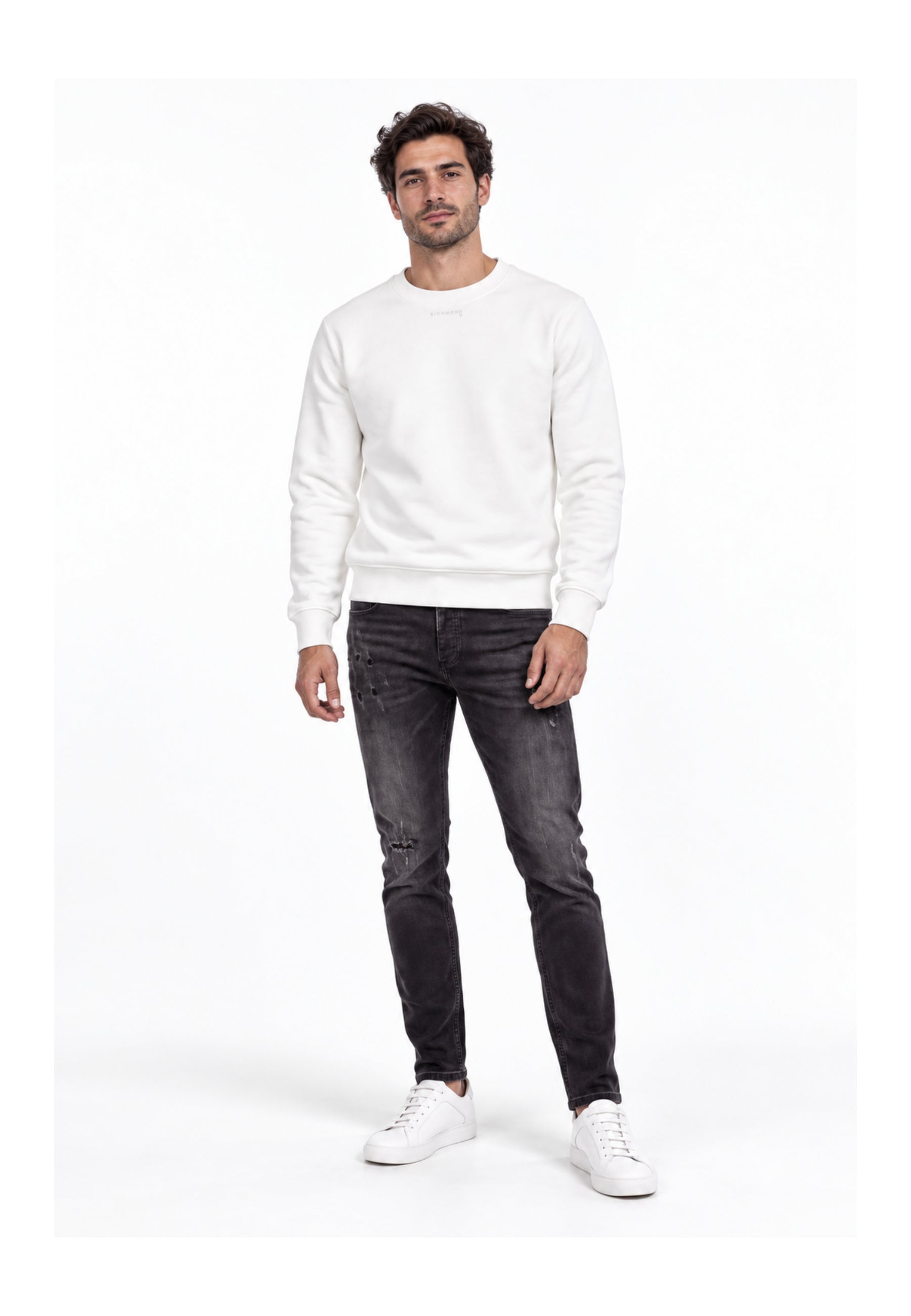 John Richmond FELPA PANNA A GIROCOLLO CON MINI LOGO Uomo UMA26030FE.PANNA_