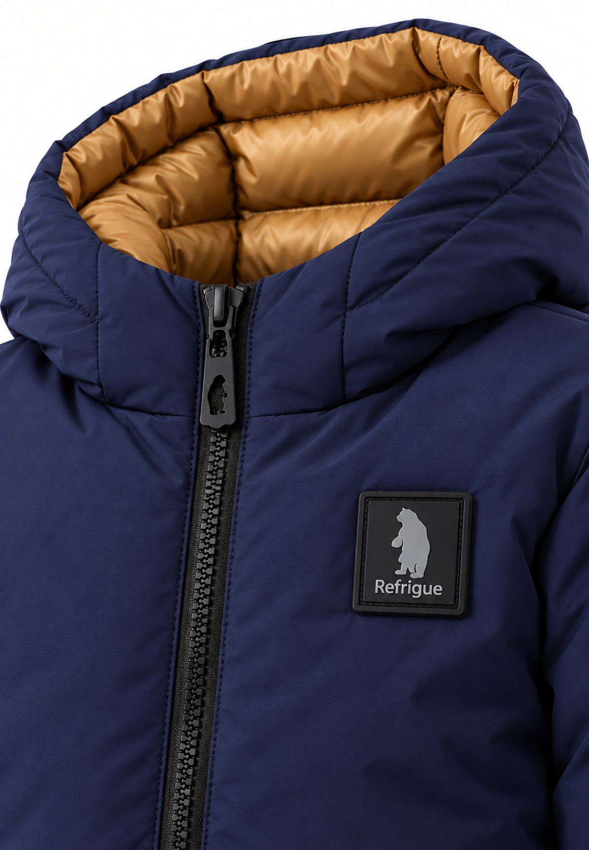 Refrigue giubbotto blu E BEIGE color block cappuccio Bambini e ragazzi 2871o00063.BLU_