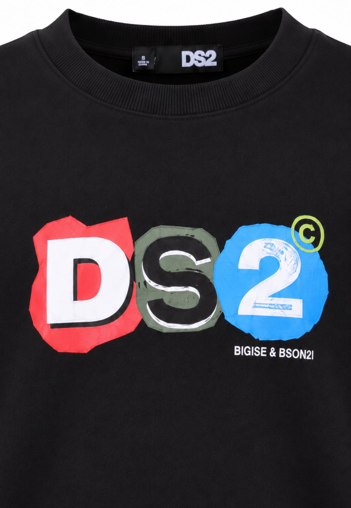 DS2 FELPA NERA A GIROCOLLO CON LOGO COLORATO CENTRALE Bambini e ragazzi F62K207.NE_