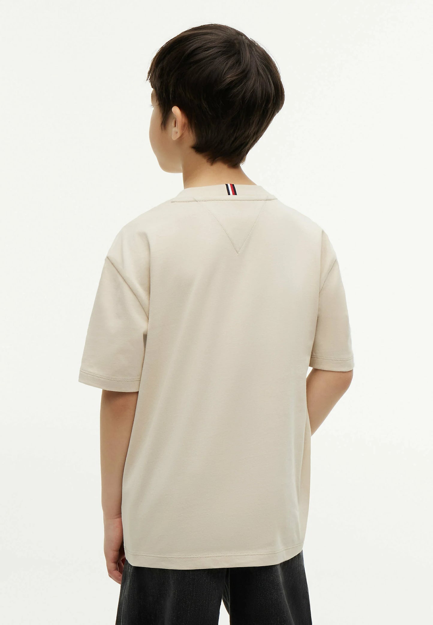 TOMMY HILFIGER TSHIRT BEIGE LOGO BANDIERA MANICHE CORTE Bambini e ragazzi KB0KB10340ACI_
