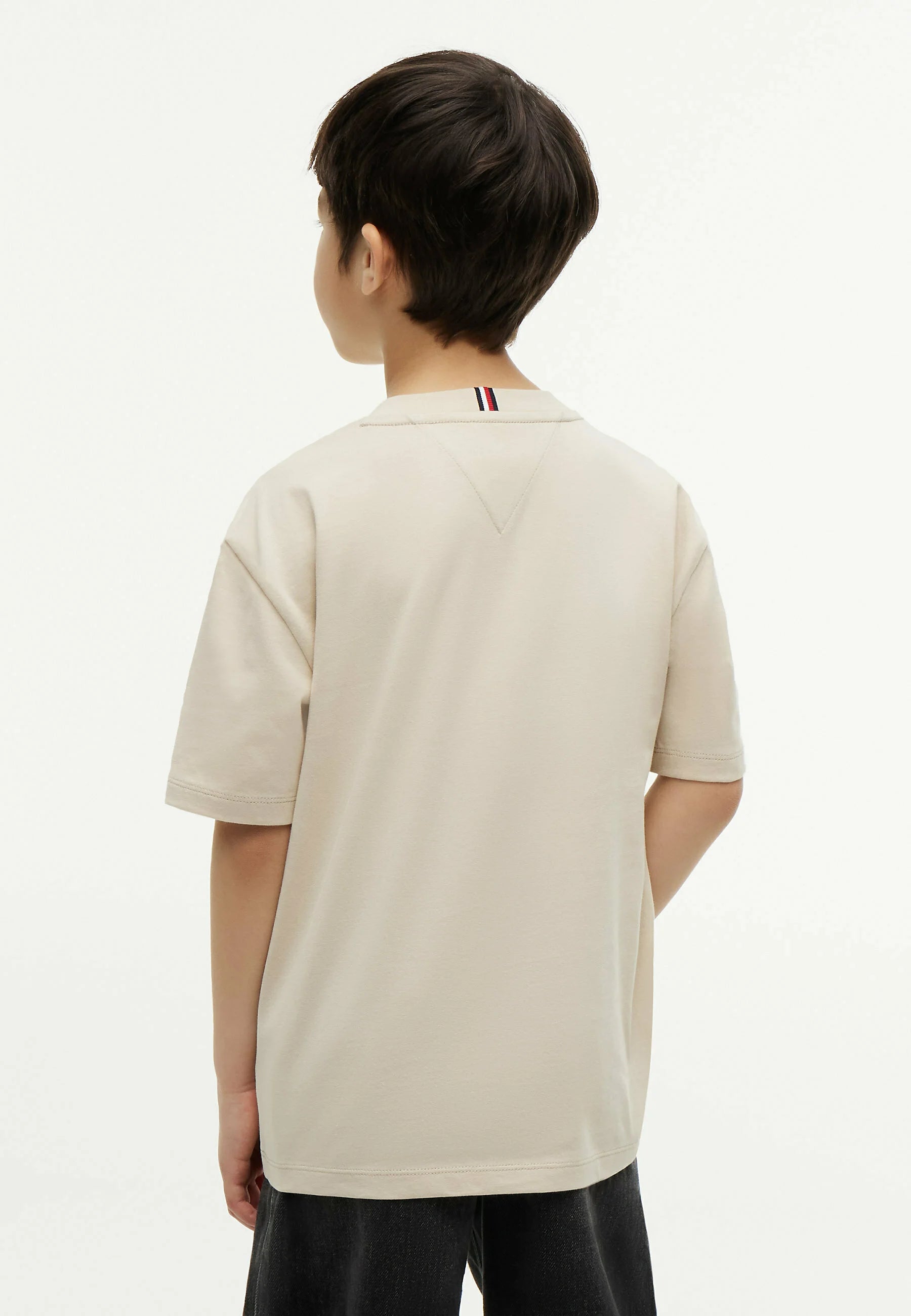 TOMMY HILFIGER TSHIRT BEIGE LOGO BANDIERA MANICHE CORTE Bambini e ragazzi KB0KB10340ACI_