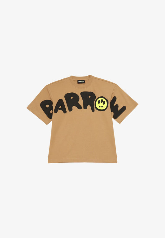 BARROW T SHIRT BEIGE A MEZZE MANICHE CON LOGO GRANDE CENTRALE Bambini e ragazzi F5BKJUTH242.BEIGE_