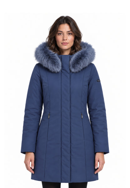 REFRIGIWEAR GIUBBOTTO BLU CON CAPPUCCIO E PELLICCIA Donna LADY TECH FUR JACKET.BLU_