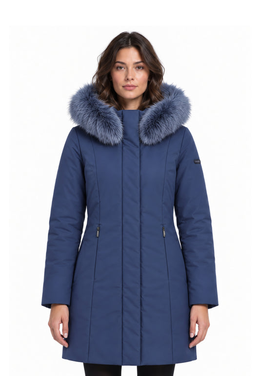 REFRIGIWEAR GIUBBOTTO BLU CON CAPPUCCIO E PELLICCIA Donna LADY TECH FUR JACKET.BLU_