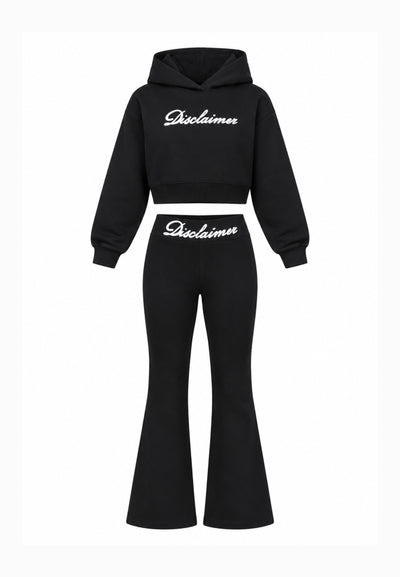 Disclaimer completo NERO con felp CROP CON CAPPUCCIO E LEGGINGS Bambine e ragazze 26IDK59206.NE_