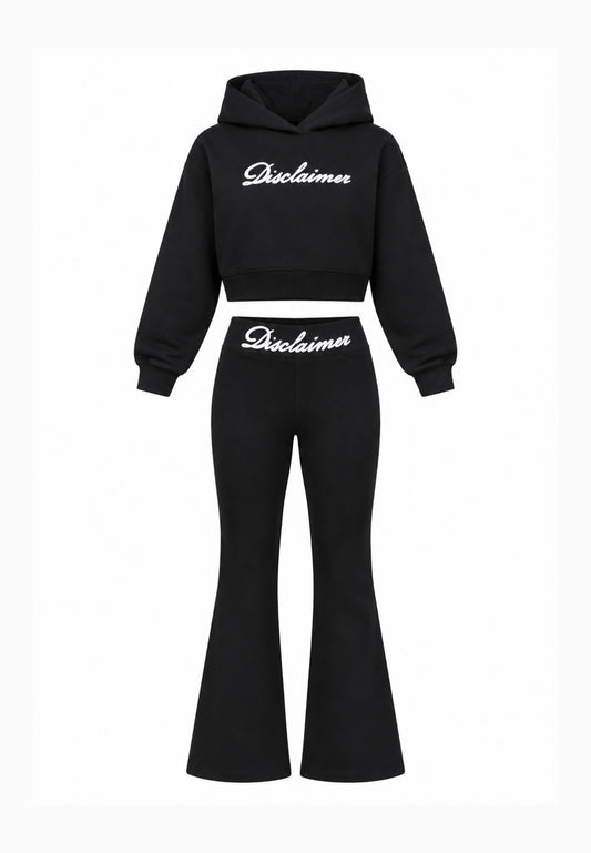 Disclaimer completo NERO con felp CROP CON CAPPUCCIO E LEGGINGS Bambine e ragazze 26IDK59206.NE_