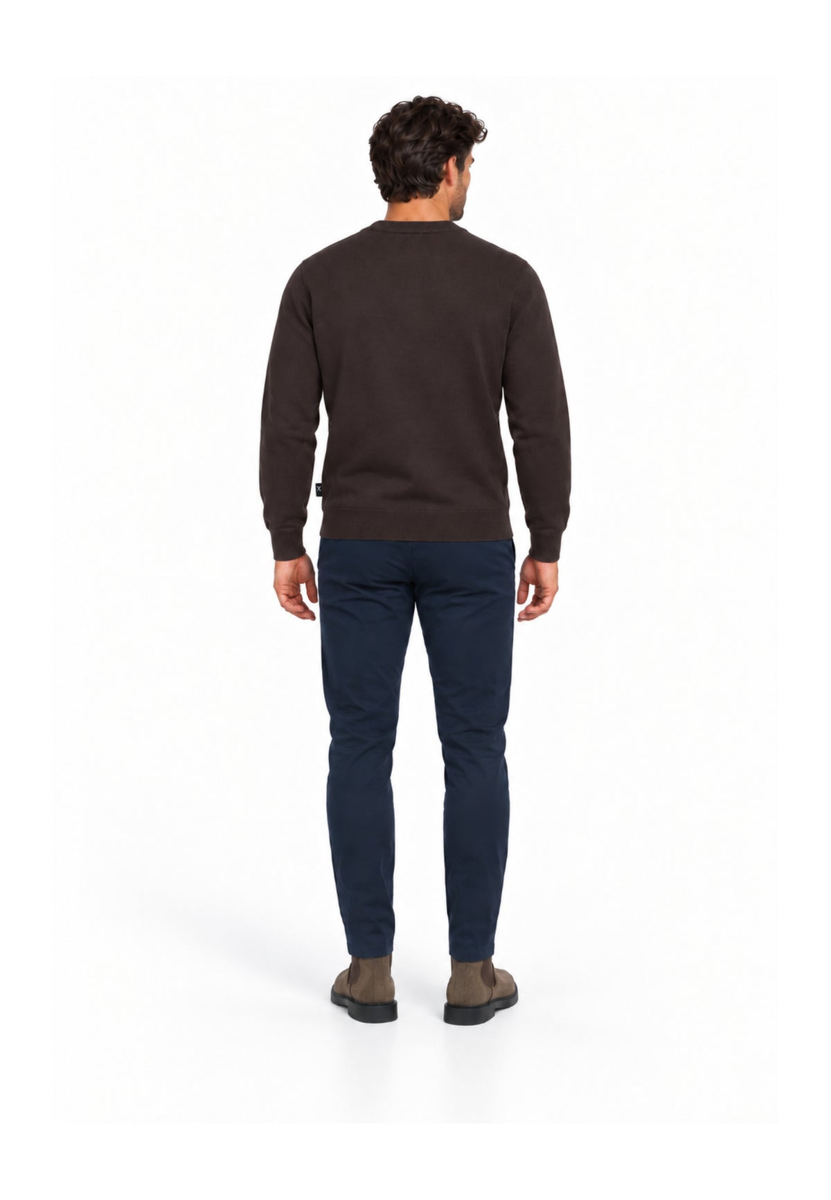John Richmond maglia MARRONE IN LANA RASATA CON MINI LOGO Uomo uma26169ma.marro_