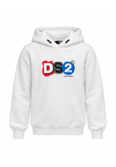 DS2 FELPA PANNA CON CAPPUCCIO E LOGO COLORATO CENTRALE Bambini e ragazzi F62K206.PANNA_