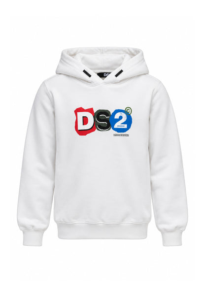 DS2 FELPA PANNA CON CAPPUCCIO E LOGO COLORATO CENTRALE Bambini e ragazzi F62K206.PANNA_