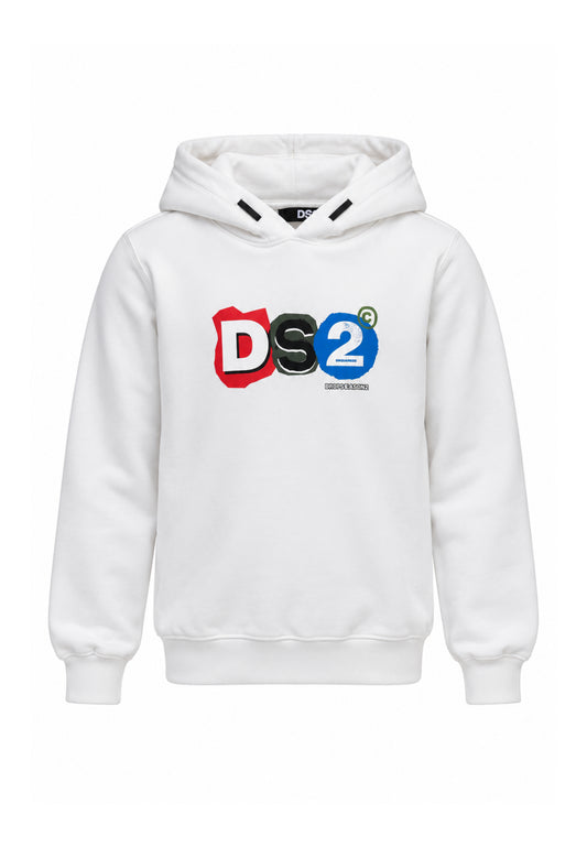 DS2 FELPA PANNA CON CAPPUCCIO E LOGO COLORATO CENTRALE Bambini e ragazzi F62K206.PANNA_
