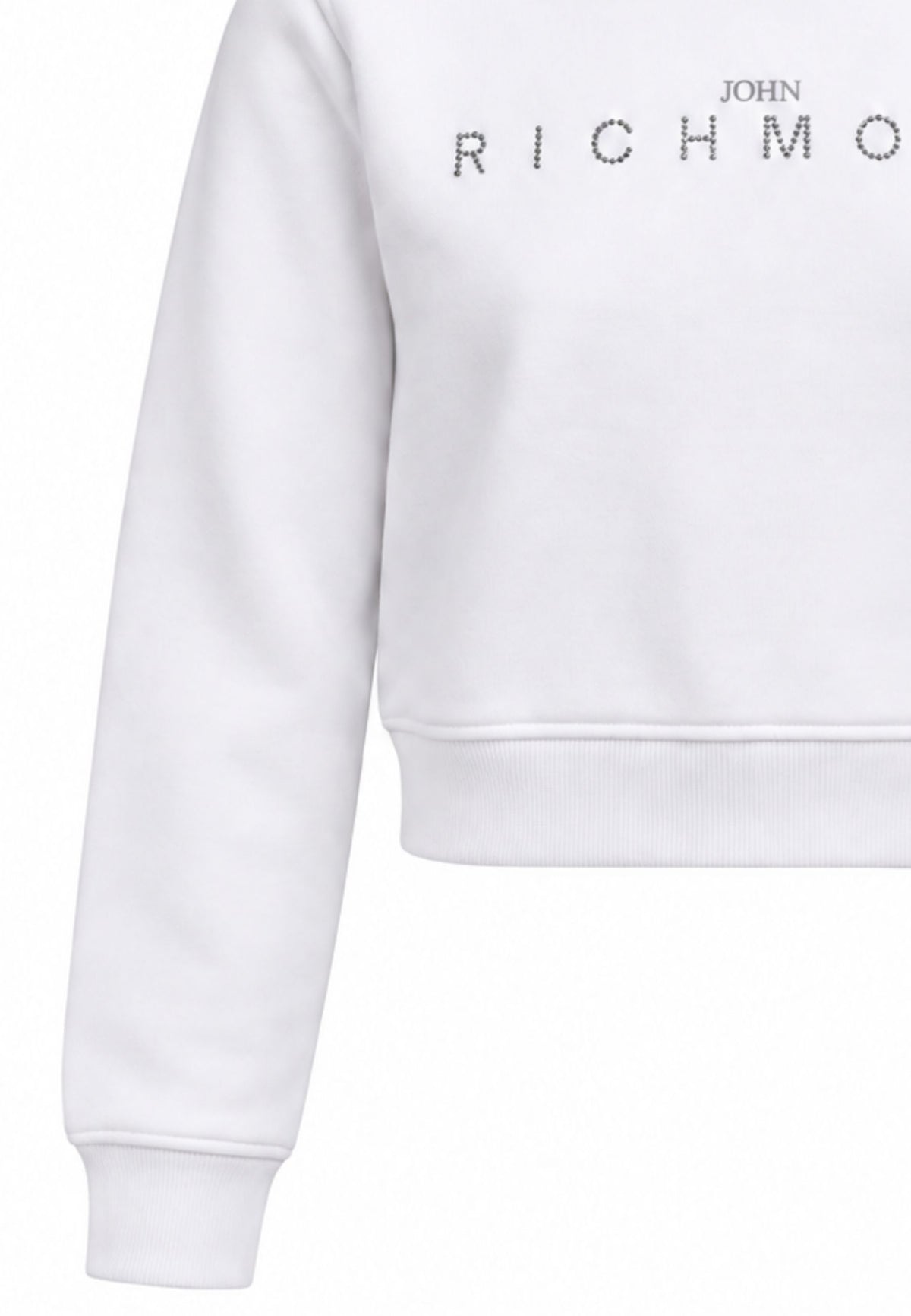 John Richmond felpa bianca crop con logo brillantinato Bambine e ragazze rga26085fe.bia_