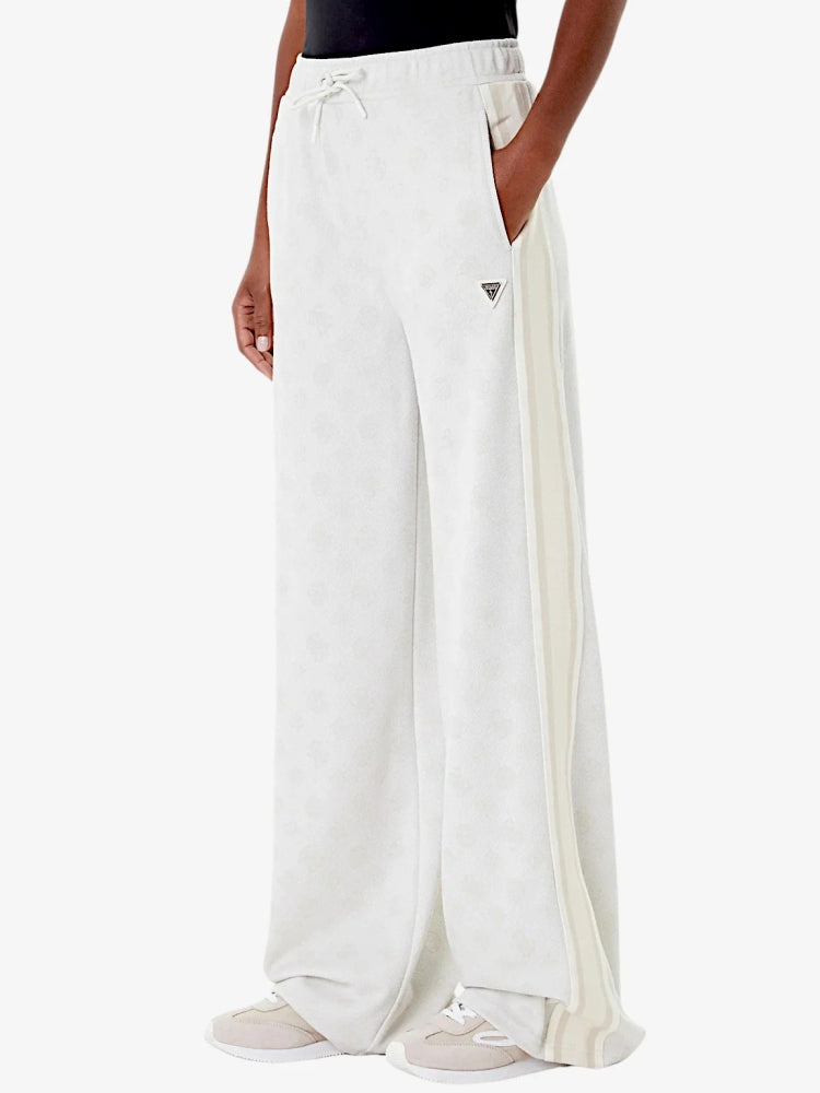 Guess pantalone bianco donna logo all over dettaglio logo