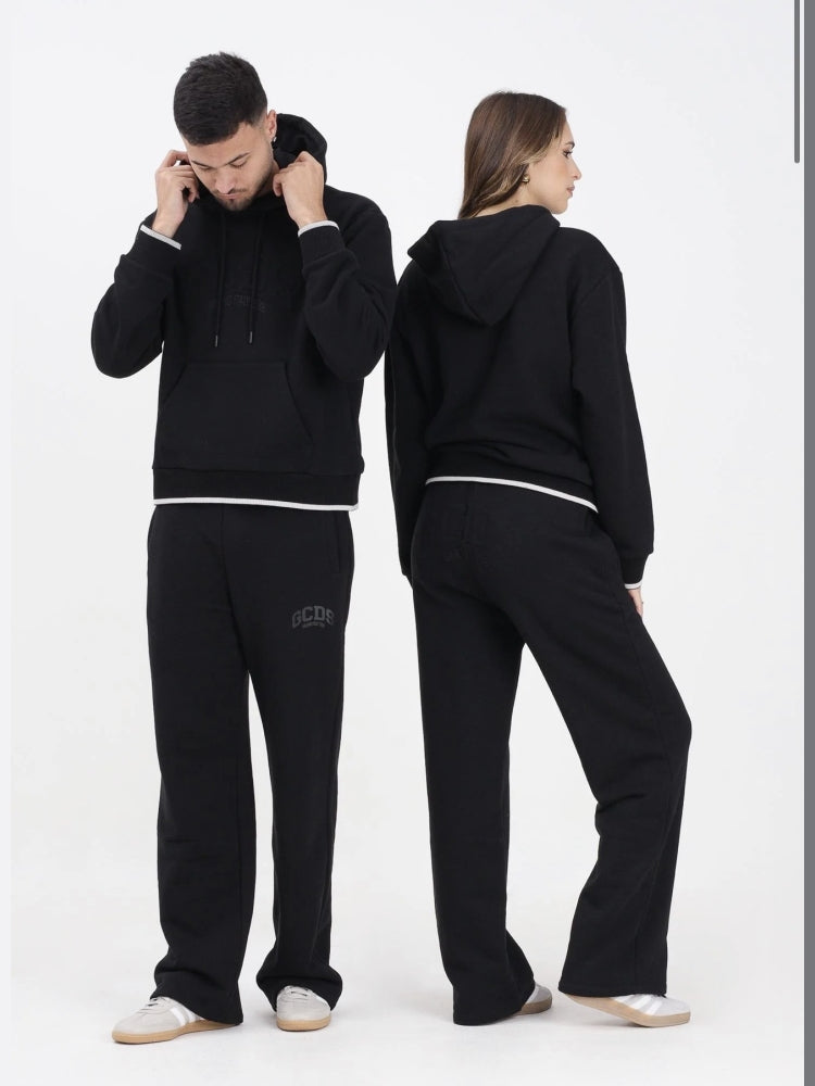 Gcds pantalone nero uomo unisex dettaglio logo