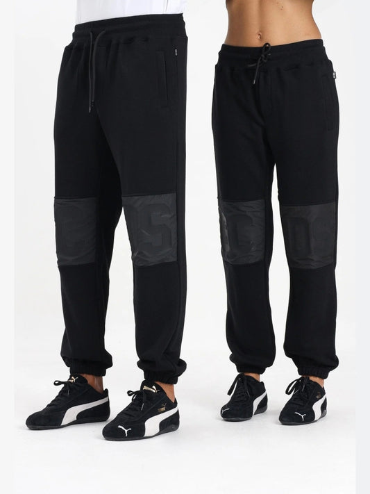 Gcds pantalone nero uomo unisex tuta in cotone logo tono su tono