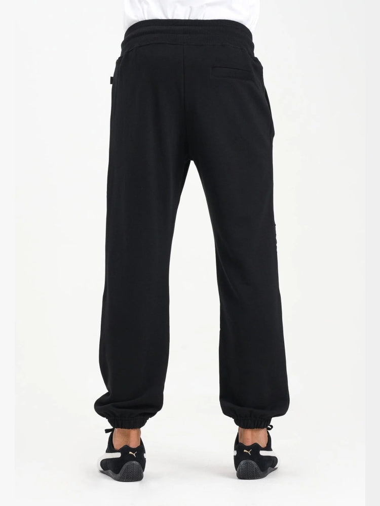 Gcds pantalone nero uomo unisex tuta in cotone logo tono su tono dettaglio logo