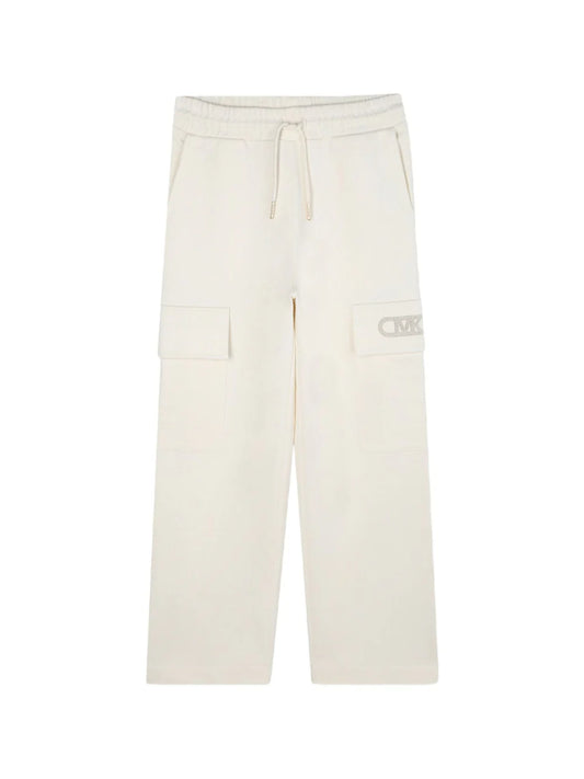 Pantaloni sportivi per bambina Michael Kors Kids bianchi con tasche cargo