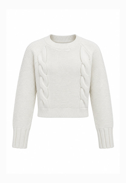 Kocca maglia PANNA ATTILLATA CON TRECCIA Bambine e ragazze aurasim.panna_