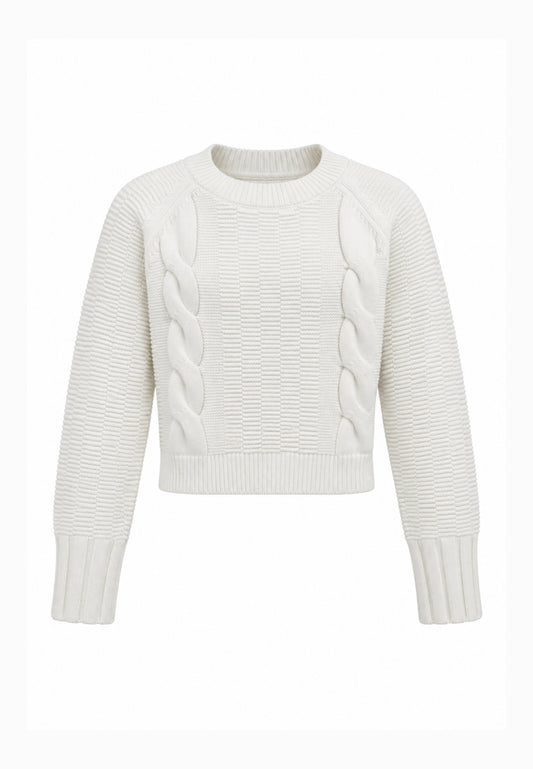 Kocca maglia PANNA ATTILLATA CON TRECCIA Bambine e ragazze aurasim.panna_