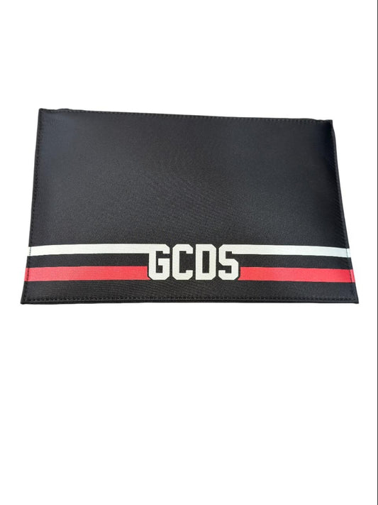 Gcds pochette nera uomo in nylon logo a contrasto