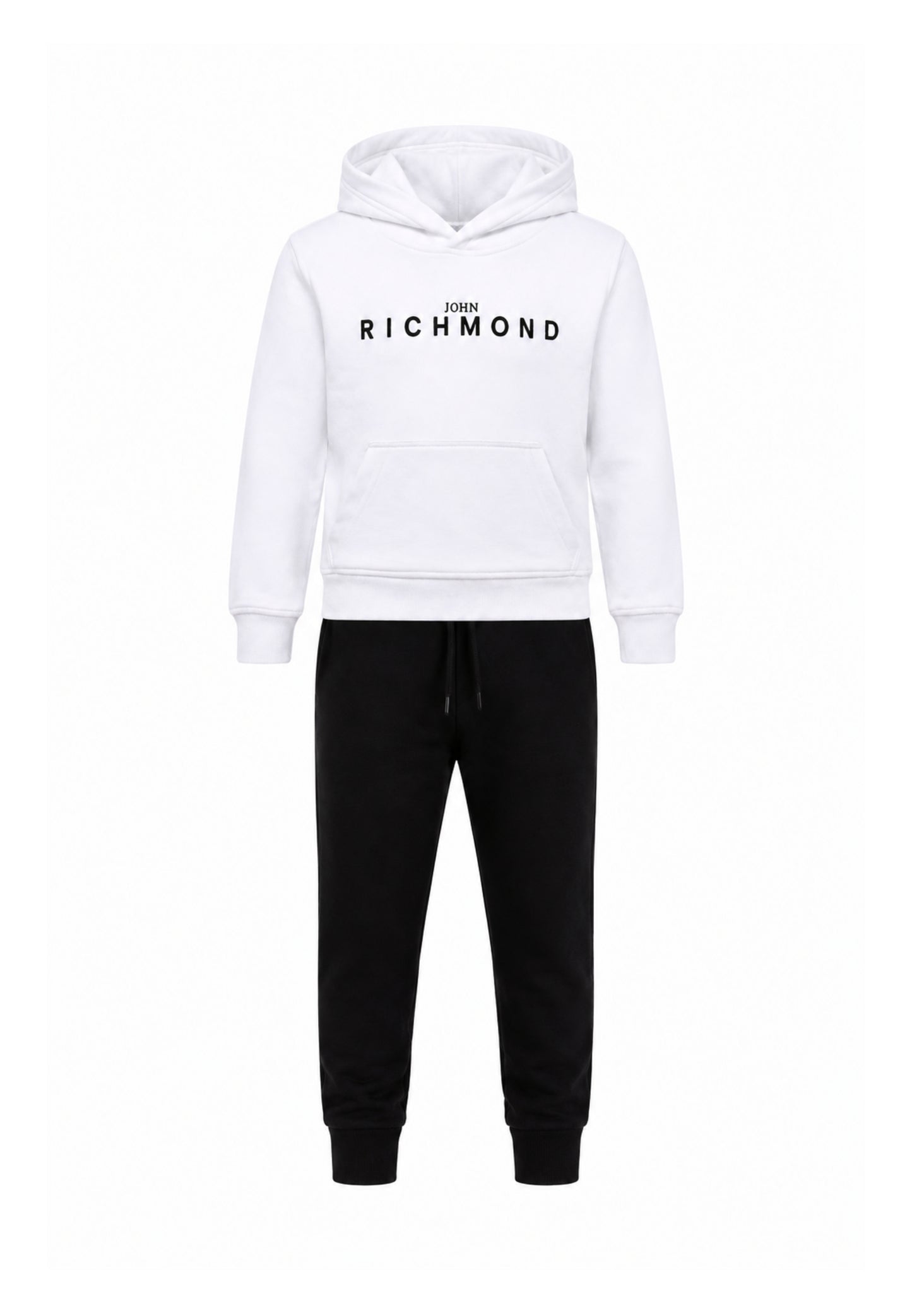 John Richmond Tuta BIANCA con cappuccio E LOGO GOMMATO A CONTRASTO Bambini e ragazzi rba26007cf.bia_