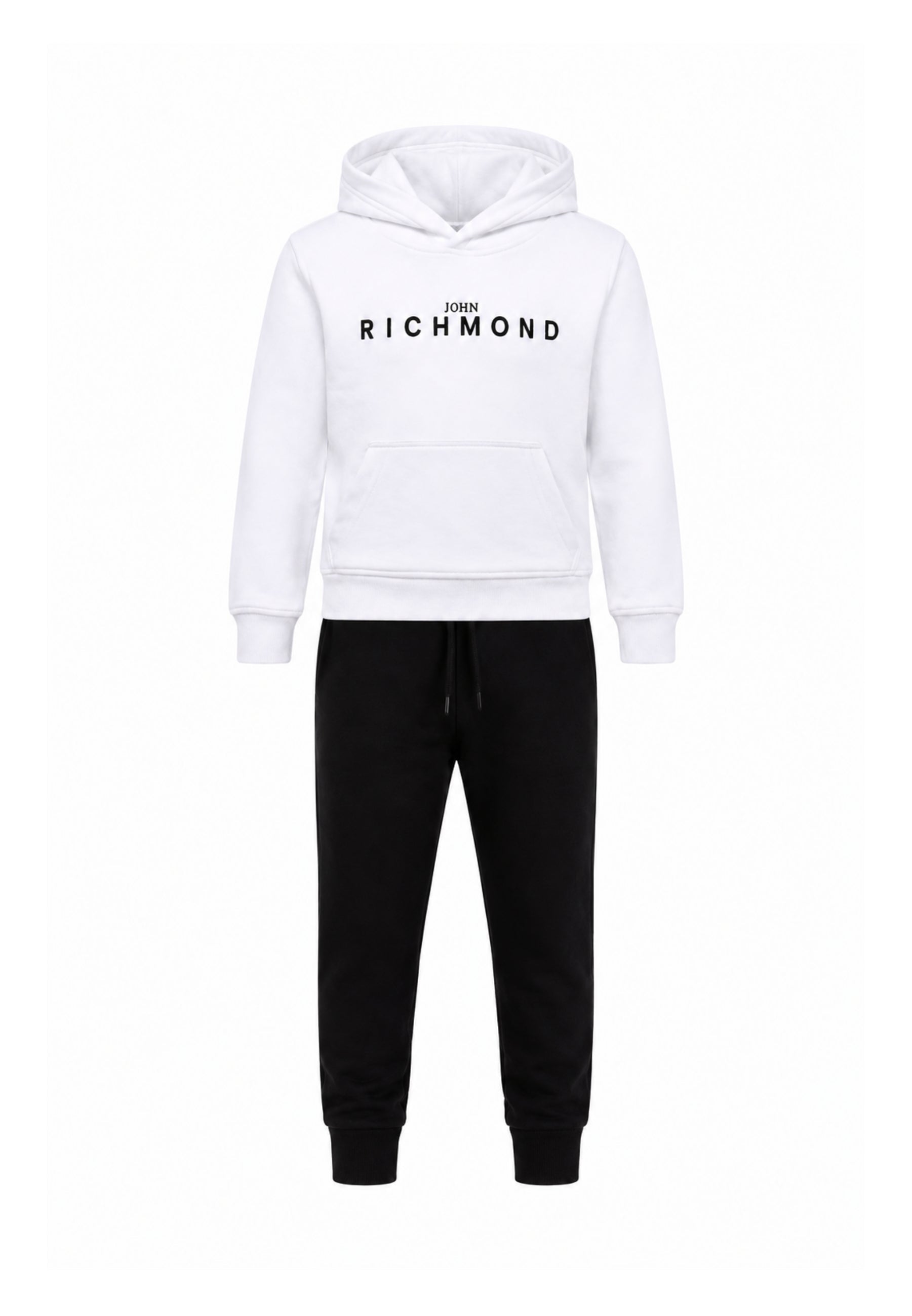 John Richmond Tuta BIANCA con cappuccio E LOGO GOMMATO A CONTRASTO Bambini e ragazzi rba26007cf.bia_
