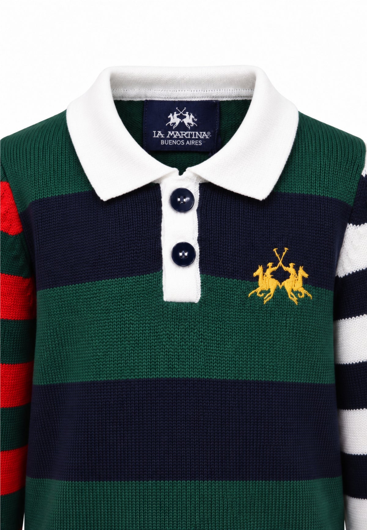 LA MARTINA maglia a polo in lana rasata verde con logo ricamo Bambini e ragazzi mab0064.verde_