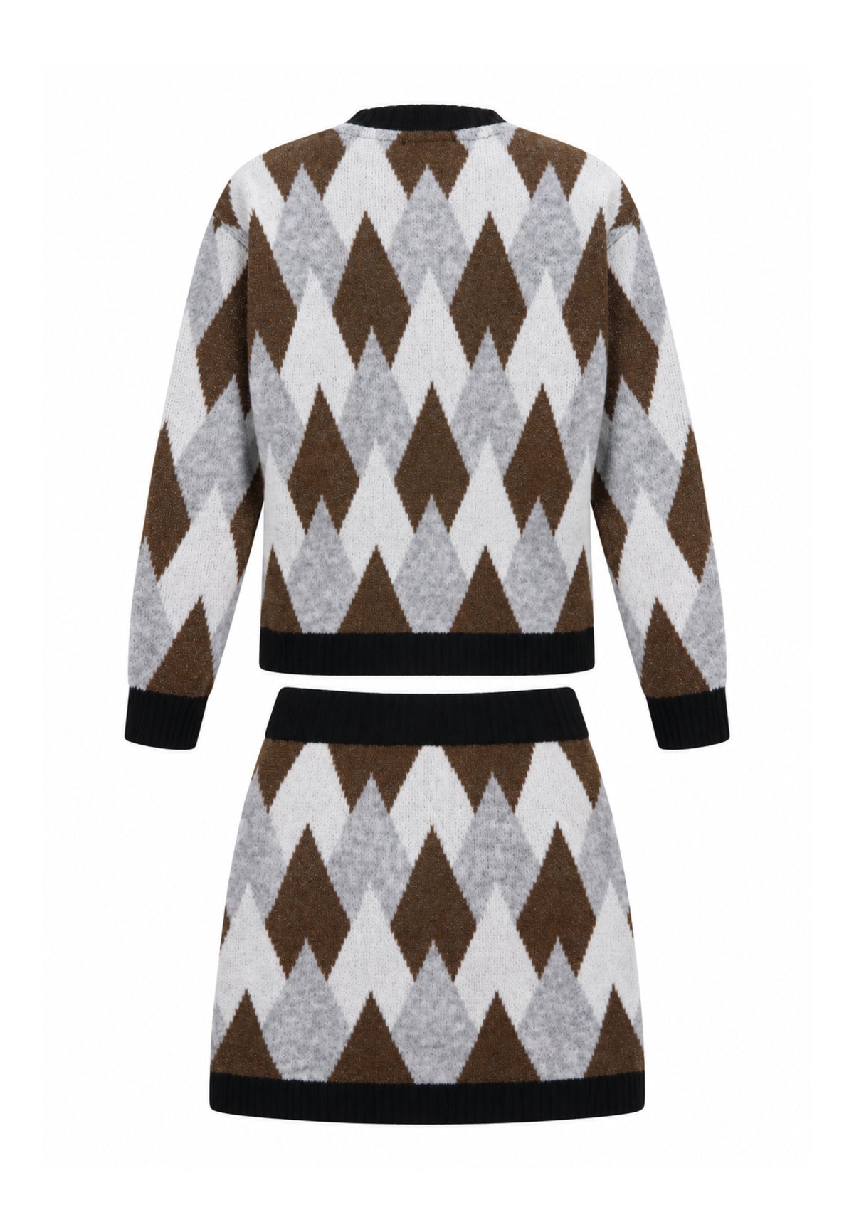 Gabriella Gucci COMPLETO MARRONE A QUADRI IN MAGLIA CON ORSETTO PATCH Bambine e ragazze GK311+GK312.MARRO_