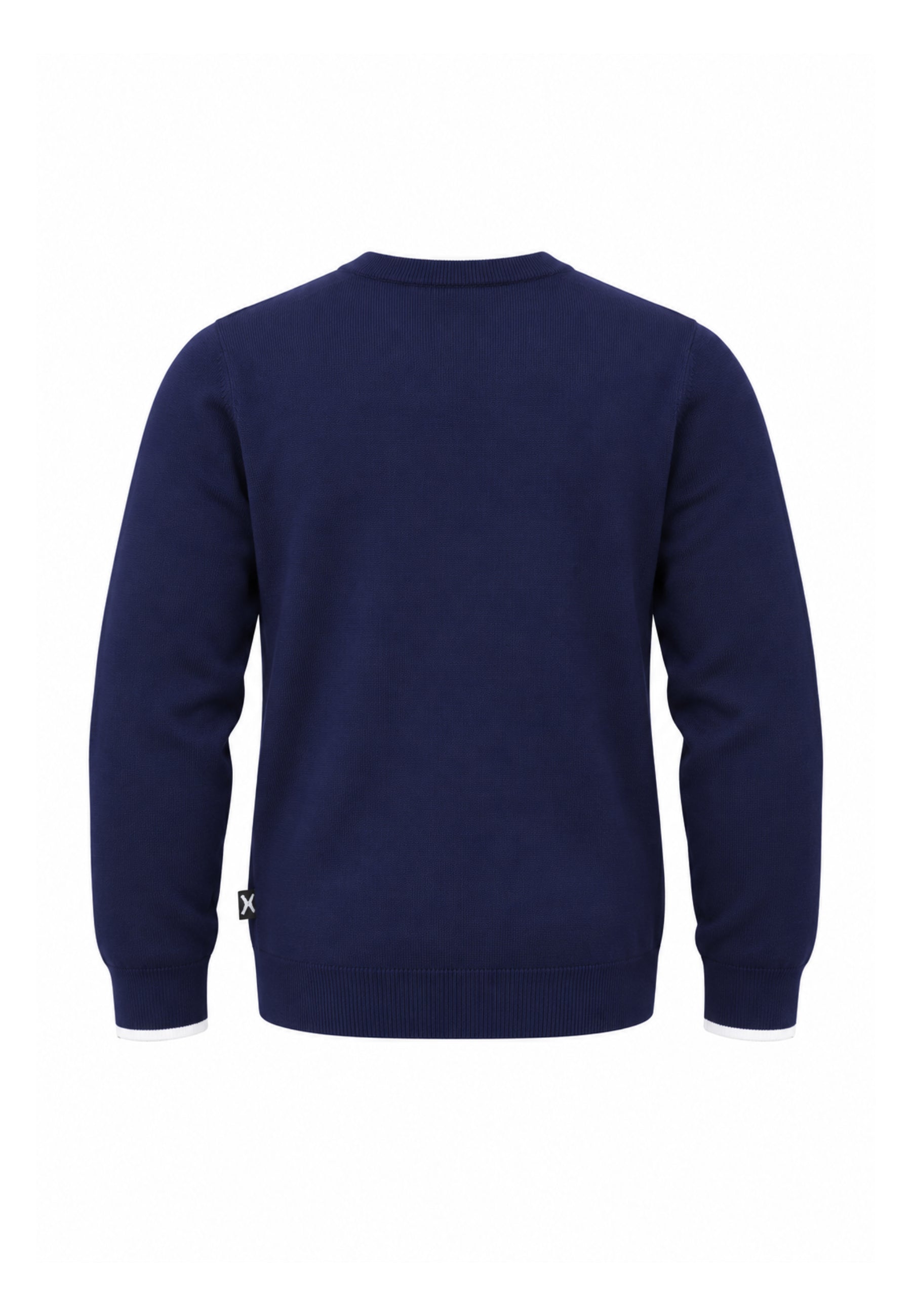 John Richmond MAGLIONE BLU CON ORLI A CONTRASTO BIANCHI Uomo UMA26271MA.BLU_