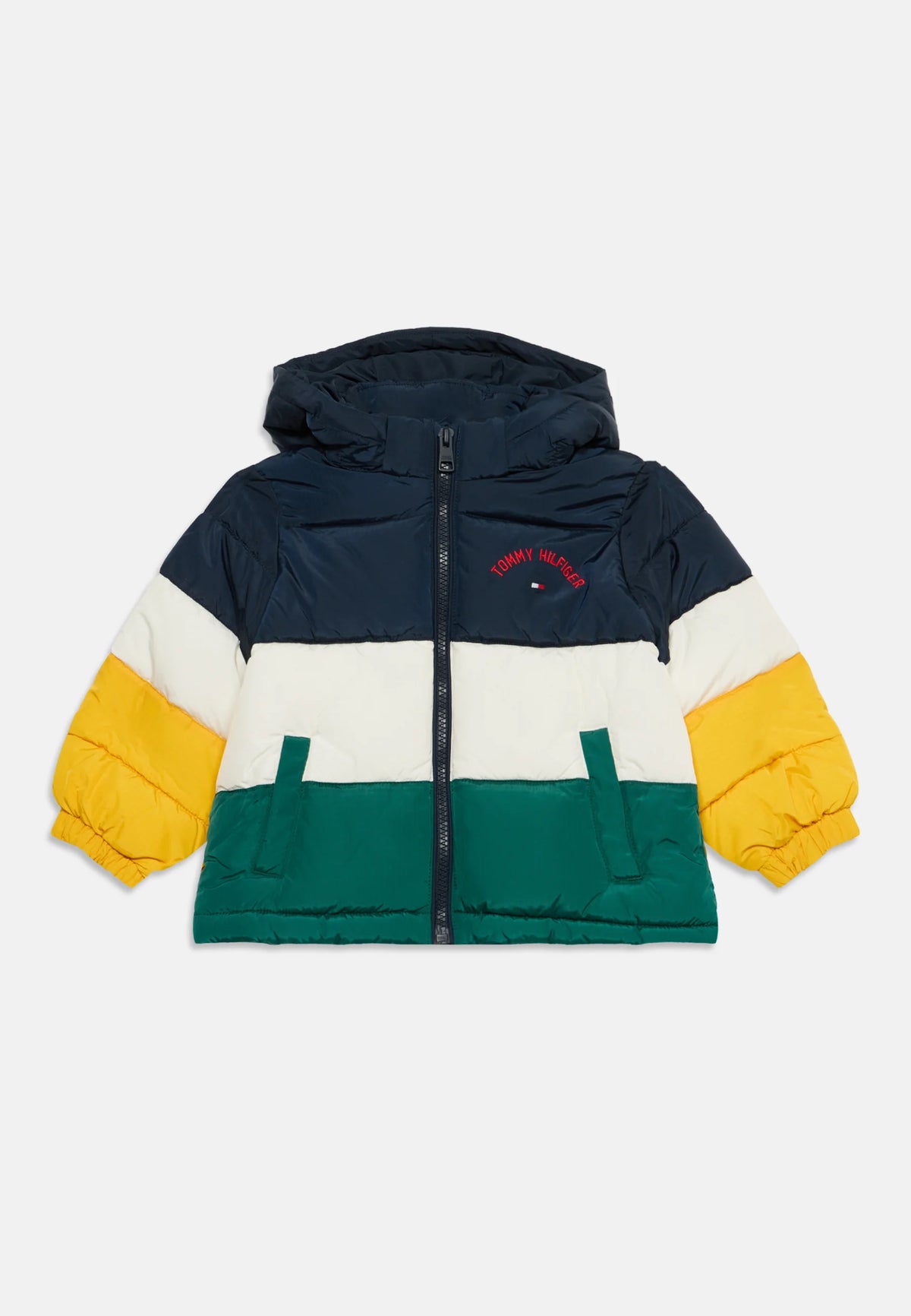 TOMMY HILFIGER GIUBBOTTO multicolore blu e verde bambino con capuccio staccabile Bambini e ragazzi KS0KS00811C1G.BLU_