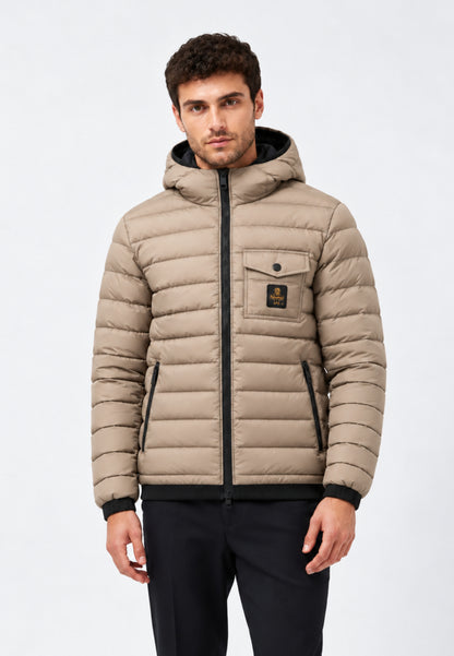 REFRIGIWEAR GIUBBOTTO BEIGE TRAPUNTATO CON CAPPUCCIO Uomo JOSH JACKET.BEIGE_